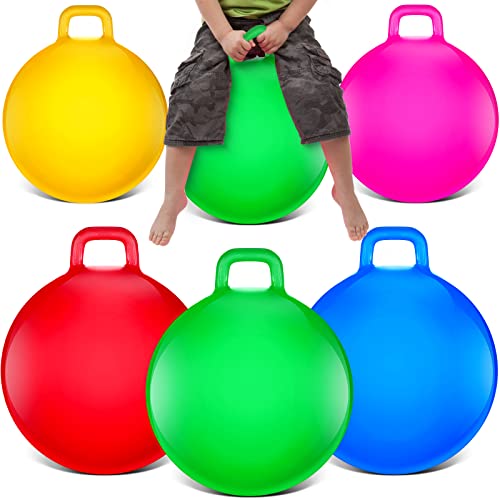 Sratte 6 Pcs Hopper Ball with Handle Bouncing Marble Bouncy Balls Hopping Toys Inflatable Jumping Toy for Jumping Sport Hop Boys Girls Gifts Party FavorsCute Color - Image 1