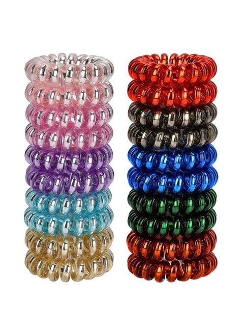 Spiral Hair Ties, 20 Pcs Traceless Phone Cord Hair Ties No Crease Spiral Bracelet Plastic Coil Ponytail Holders No-Damage Headband Hair Accessory for Girls Women Ladies Gift (Lustrous)