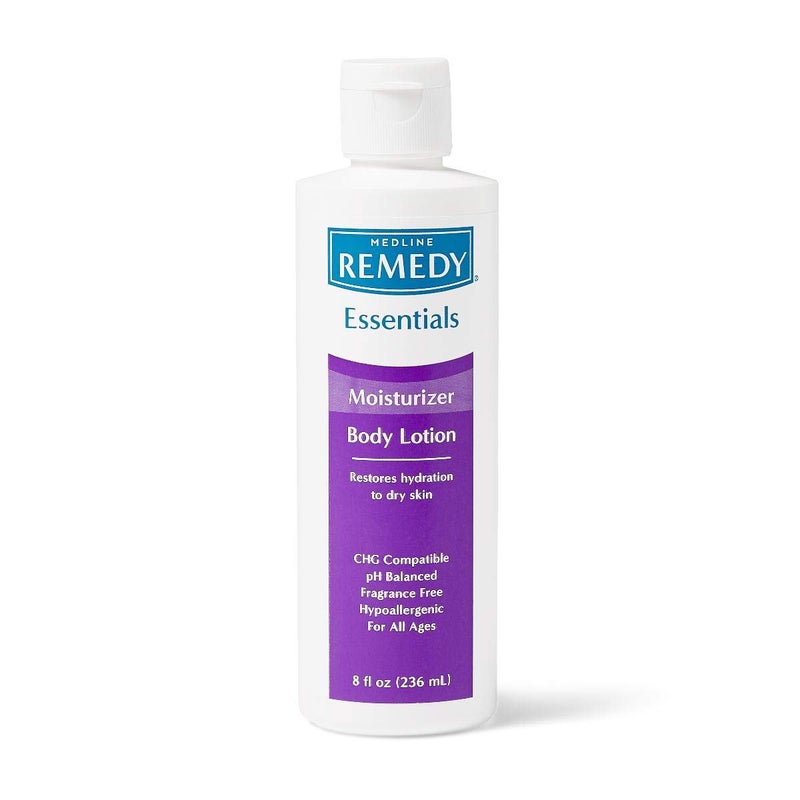 Medline Remedy Essentials Moisturizing Body Lotion, Unscented, 8-oz Flip-Top Bottle - Image 1
