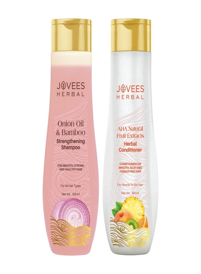 JOVEES HERBAL Jovees Red Onion Oil & Bamboo Strengthening Shampoo 300 ml, Jovees Herbal Hair Conditioner 300 ml - Image 1