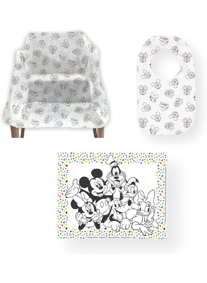 J.L. Childress Disney Baby Disposable Dining-Out Bundle - Includes Disposable Bib, Disposable Placemat and Disposable High Chair Cover - Travel Product for Baby, 3 PACK - Image 1