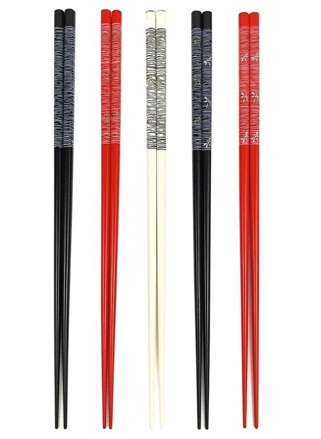 JapanBargain, 2-Pack 5-Pair Bamboo Chopsticks Set, Dragonfly Japanese Design, Reusable Wooden Chop Sticks, 9 Inch, Dishwasher Safe, Eco-Friendly for Sushi Ramen Noodles Rice Bowls Asian Dining - Image 1