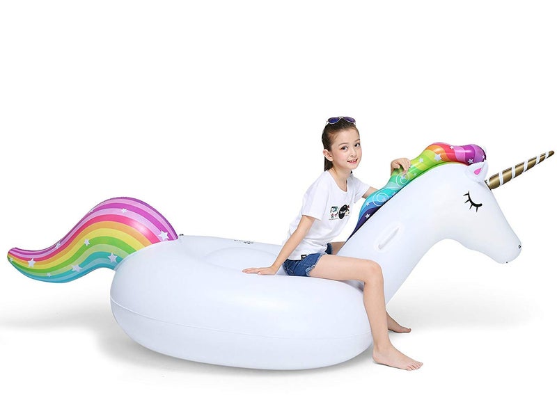 Jasonwell Big Inflatable Unicorn Pool Float Floatie Ride On with Fast Valves Large Rideable Blow Up Summer Beach Swimming Pool Party Lounge Raft Decorations Toys for Kids Adults - Image 4