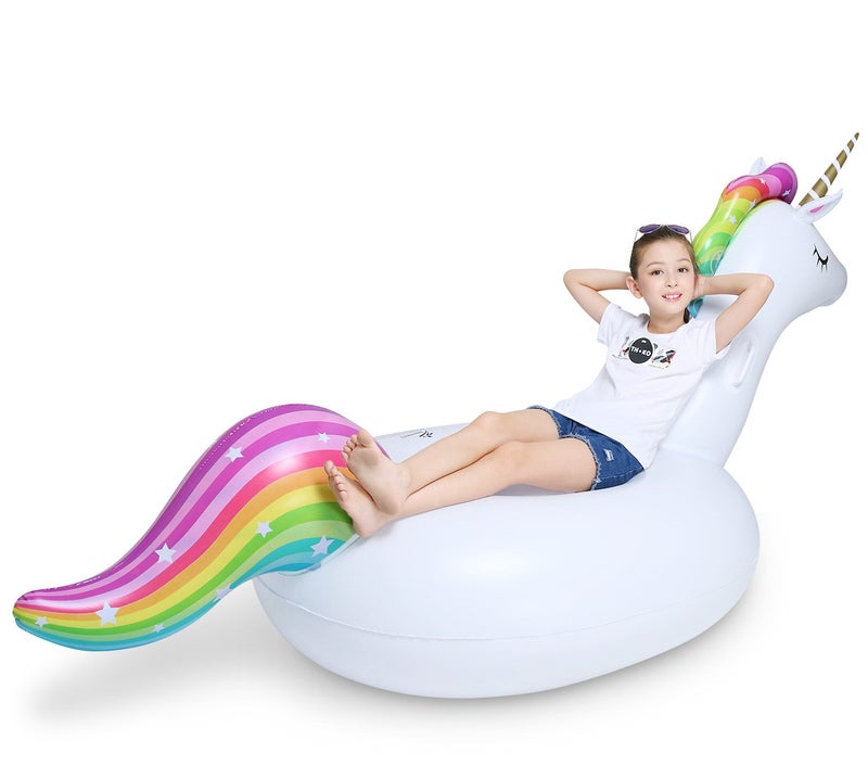 Jasonwell Big Inflatable Unicorn Pool Float Floatie Ride On with Fast Valves Large Rideable Blow Up Summer Beach Swimming Pool Party Lounge Raft Decorations Toys for Kids Adults - Image 3