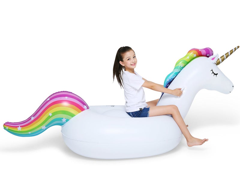 Jasonwell Big Inflatable Unicorn Pool Float Floatie Ride On with Fast Valves Large Rideable Blow Up Summer Beach Swimming Pool Party Lounge Raft Decorations Toys for Kids Adults - Image 2