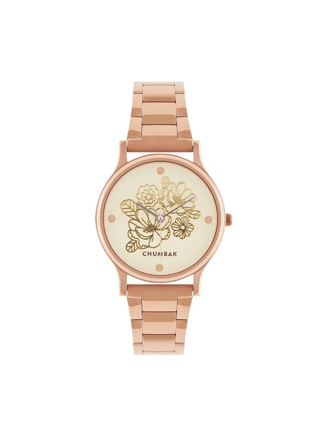 تشامباك TEAL by Chumbak abstract Peacock Watch, Metal link Strap