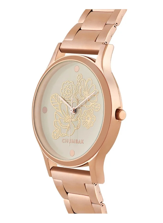 Chumbak TEAL by Chumbak abstract Peacock Watch, Metal link Strap