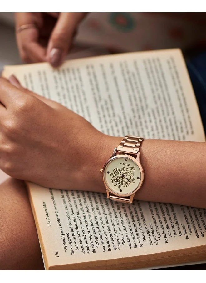 تشامباك TEAL by Chumbak abstract Peacock Watch, Metal link Strap