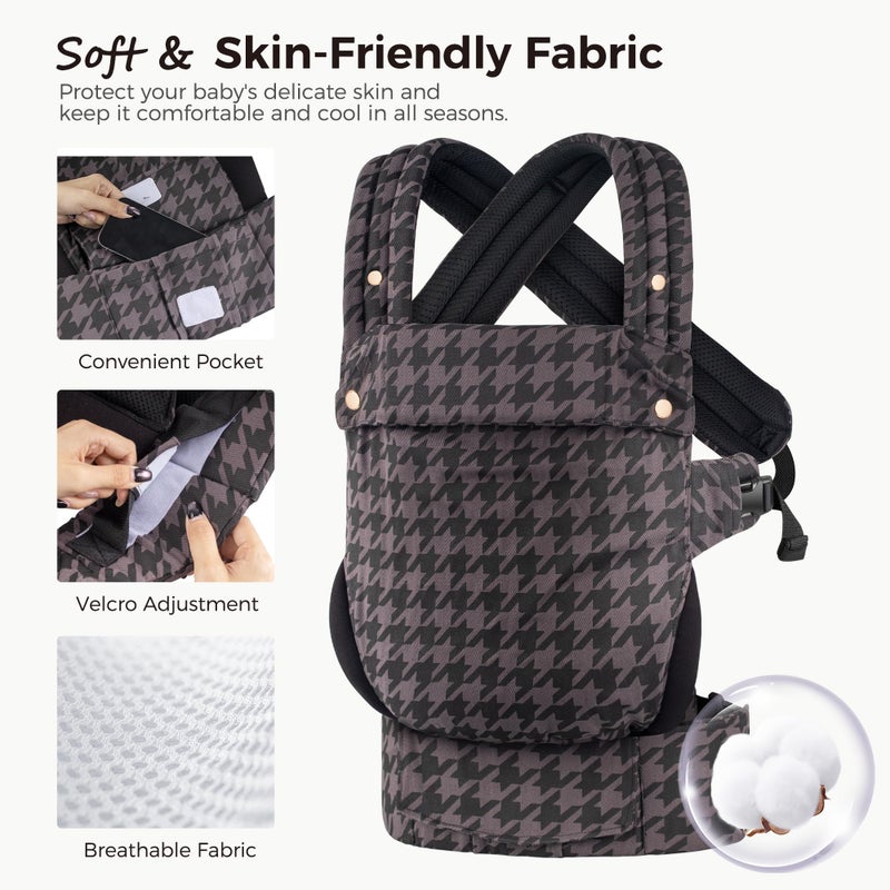 MOCKPOSE Baby Carrier Newborn to Toddler- Ergonomic,Cozy and Lightweight Infant Carrier for 7-40lbs,3 Carry Positions Newborn Carrier,Gray - Image 4
