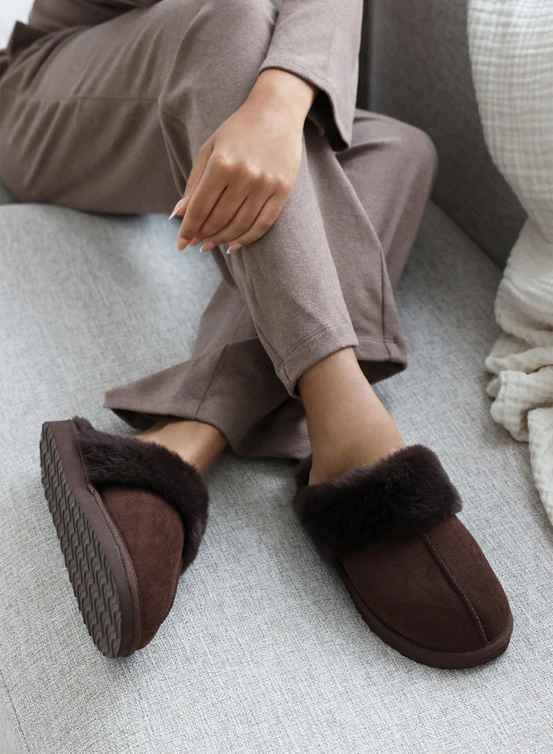 Where's That From Comfort' Slip On Slippers With Fur Trim