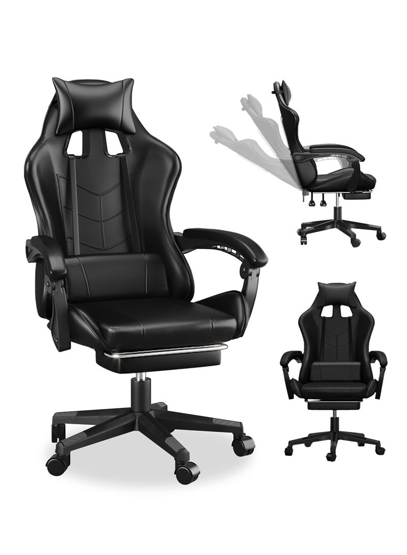 SHEIDLIN Ergonomic Gaming Chair with Footrest, 135° Reclining, Linkage Armrest, Lumbar Support, PU Leather for Office & Gaming - Image 1