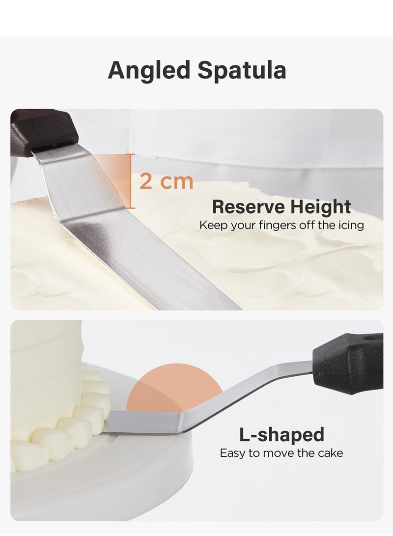 SYOSI Cake Decorating Turntable, Baking Supplies Cake Turntable with 2 Frosting Straight Angled Spatula 3 Icing Smoother Scrapers, Revolving Cake Stand Pink Baking Cake Decorating Supplies - Image 5