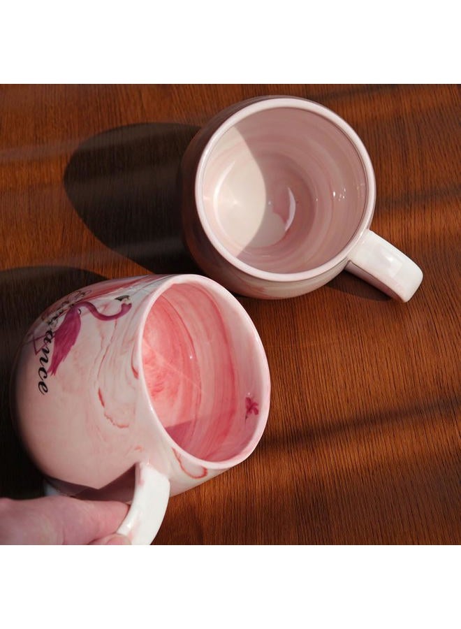 CDFZJC 10 oz Marble Ceramic Coffee Mug Pink Cappuccino Mug Espresso Cup Tea Latte Mugs Gifts for Women Birthday Christmas Wedding Dishwasher & Microwave Safe - Image 3
