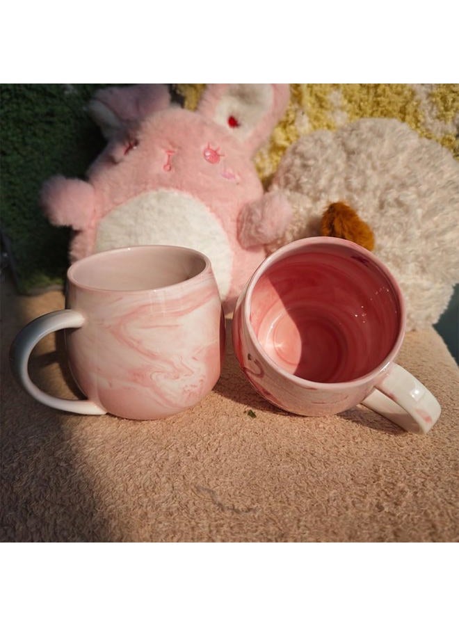 CDFZJC 10 oz Marble Ceramic Coffee Mug Pink Cappuccino Mug Espresso Cup Tea Latte Mugs Gifts for Women Birthday Christmas Wedding Dishwasher & Microwave Safe - Image 2