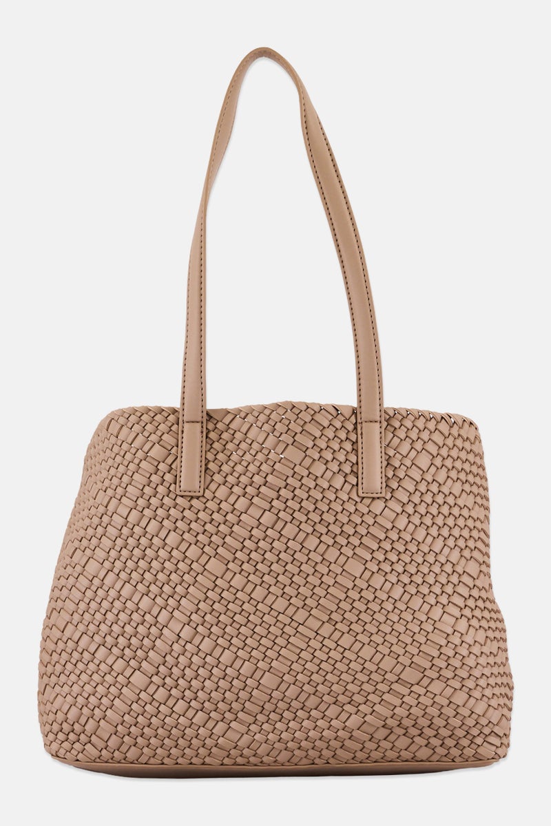 ANNE KLEIN Women 2 Pieces Brand Logo Tote Bag With Pouch, Beige - Image 4