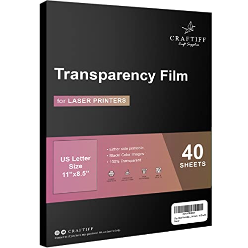 Craftiff Ohp Clear Printable Transparency Film 8.5 x 11 Inches for Overhead Projectors, for Laser Printers - 40 Sheets - Image 1