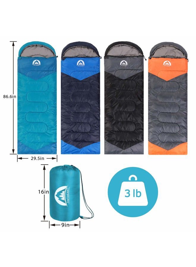 SWTMERRY Sleeping Bag 3 Seasons (Summer, Spring, Fall) Warm & Cool Weather - Lightweight,Waterproof Indoor & Outdoor Use for Camping Hiking, Backpacking and Survival (Sky Blue) - Image 2