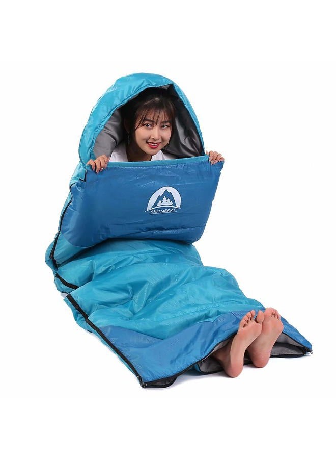 SWTMERRY Sleeping Bag 3 Seasons (Summer, Spring, Fall) Warm & Cool Weather - Lightweight,Waterproof Indoor & Outdoor Use for Camping Hiking, Backpacking and Survival (Sky Blue) - Image 3