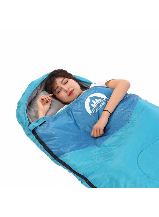 SWTMERRY Sleeping Bag 3 Seasons (Summer, Spring, Fall) Warm & Cool Weather - Lightweight,Waterproof Indoor & Outdoor Use for Camping Hiking, Backpacking and Survival (Sky Blue) - Image 4