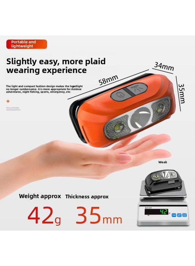 Loquat Lightweight Portable USB Rechargeable LED Headlamp High Brightness Night Fishing Smart Sensing Headlight Compact Outdoor Gear-Color:Normal-large Battery-black 15W (six-speed Mode, Always On For 5 Ho - Image 5