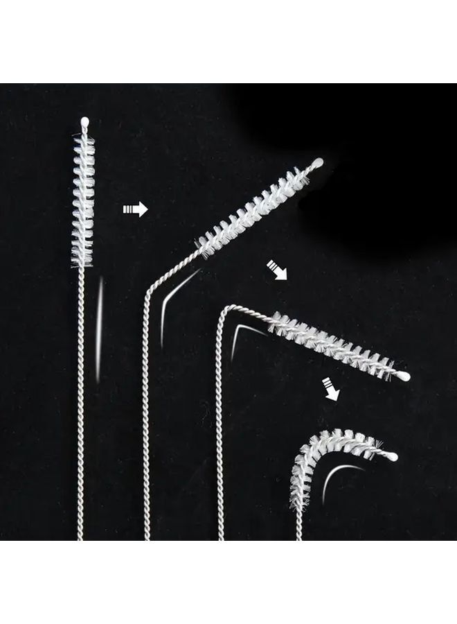 6 Pack Flexible Stainless Steel Straw Brush Set With Soft Bristles Suction Cup Head Heavy Duty Long Handle Reusable Rust Proof - Image 3