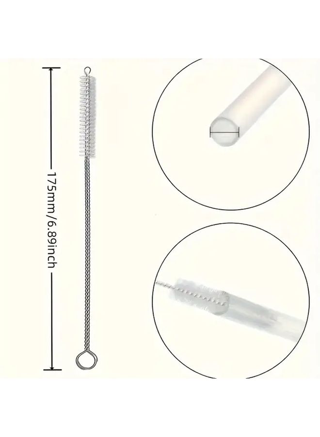 6 Pack Flexible Stainless Steel Straw Brush Set With Soft Bristles Suction Cup Head Heavy Duty Long Handle Reusable Rust Proof - Image 2