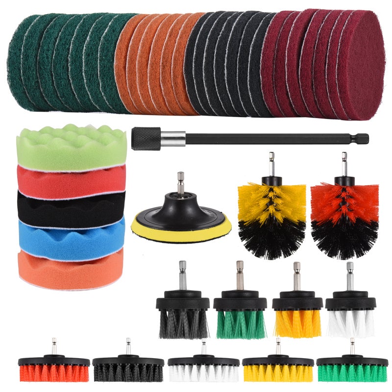 Drill Brush Attachment: 45 Pieces Scratch-free, Durable Kit - Time-saving Multifunctional Car Cleaning Brush Kit for Car, Home Kitchen, Bathroom & Deep Cleaning Surfaces - Image 1