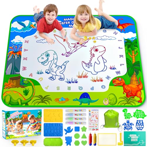 GORISPI Water Doodle Mat 40 x 32 Inch Mess Free Drawing Mat Educational Toy for 3 4 5 6 7 8 Years Old Boys Girls Neon Color Mat Doodle Board Writing Drawing Toys Holiday Christmas Birthday Gifts - Image 1