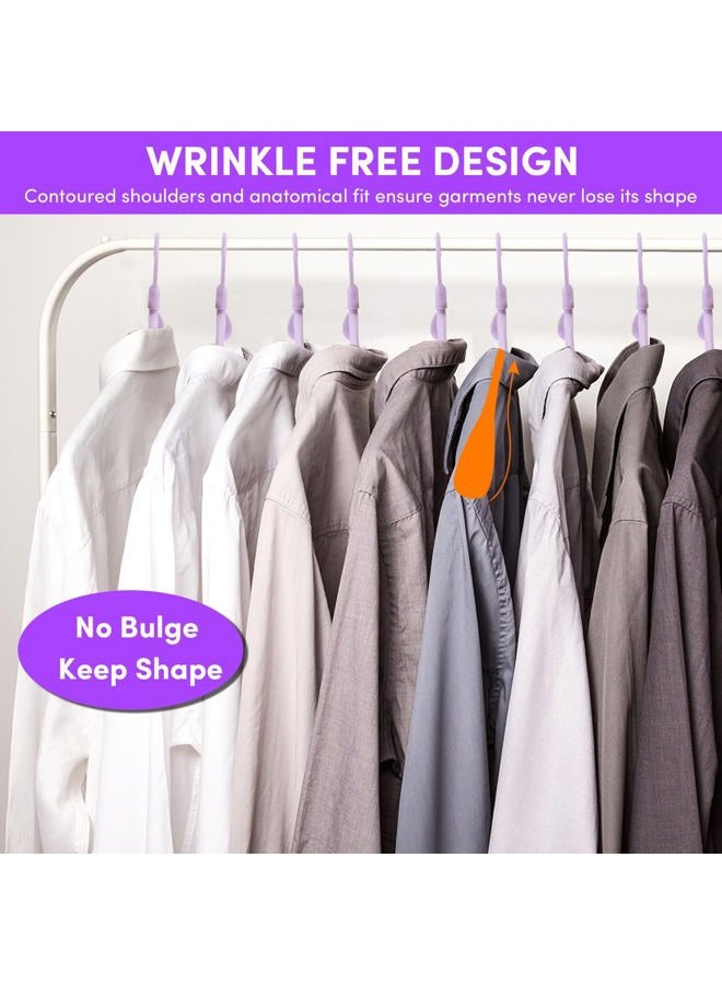 DEDU Plastic Clothes Hanger, Extra Thick Plastic Wide Shoulder Adult 360 Degrees Rotate Slip Resistant Standard Clothing Hanger Ideal for Everyday Use Purple 20 Pack - Image 4