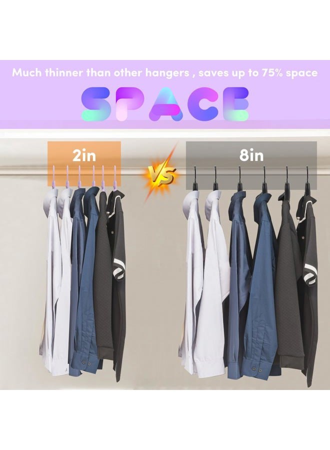 DEDU Plastic Clothes Hanger, Extra Thick Plastic Wide Shoulder Adult 360 Degrees Rotate Slip Resistant Standard Clothing Hanger Ideal for Everyday Use Purple 20 Pack - Image 5