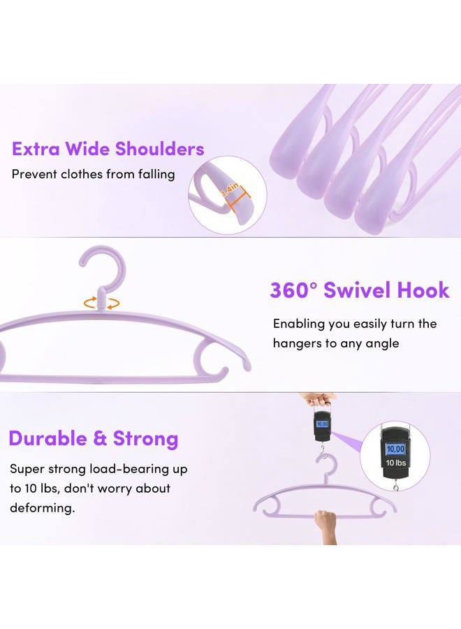 DEDU Plastic Clothes Hanger, Extra Thick Plastic Wide Shoulder Adult 360 Degrees Rotate Slip Resistant Standard Clothing Hanger Ideal for Everyday Use Purple 20 Pack - Image 3