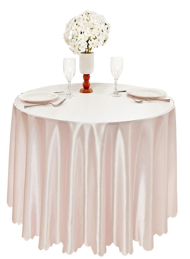 Counfeisly 1 Pack 60 Inch Blush Pink Round Tablecloth, Silky Satin Tablecloth Overlay Smooth Fabric Table Cover, Table Decoration for Wedding Party Banquet Events - Image 1