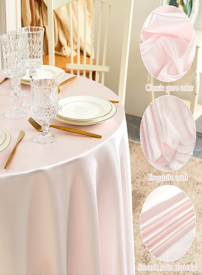Counfeisly 1 Pack 60 Inch Blush Pink Round Tablecloth, Silky Satin Tablecloth Overlay Smooth Fabric Table Cover, Table Decoration for Wedding Party Banquet Events - Image 3