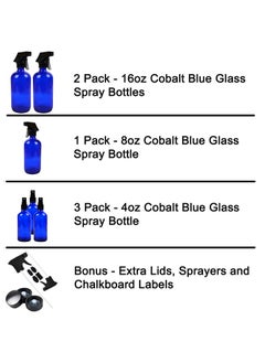 6 Pack Empty Cobalt Blue Glass Spray Bottles Refillable Containers 16 Oz 8 Oz 4 Oz Spray Bottles For Essential Oils Cleaning Products Durable Black Trigger Sprayer Fine Mist And Stream - pzsku/ZE46BAFEC5FA1F5FAD196Z/45/_/1707977015/91ec5bd4-7bed-4a8b-b0f6-07920d4d84dc