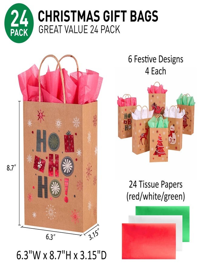 SUNCOLOR 24 Pack Small Christmas Gift Bags With Tissue Paper - Image 2