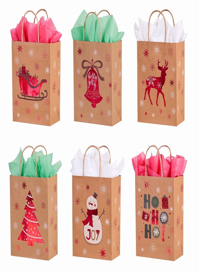 SUNCOLOR 24 Pack Small Christmas Gift Bags With Tissue Paper - Image 1