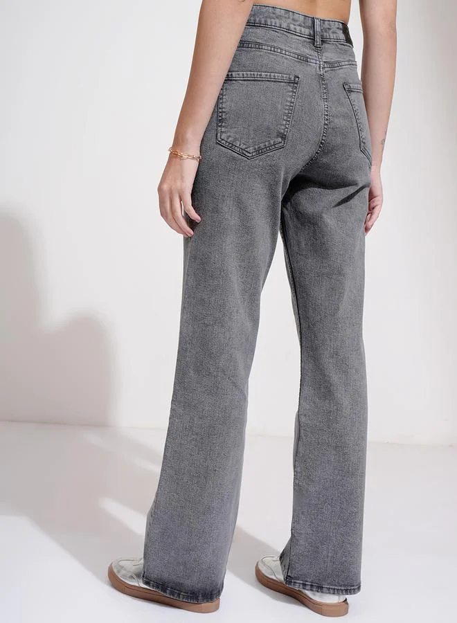 Tokyo Talkies Mid-Rise Flared Stretchable Faded Jeans by Styli