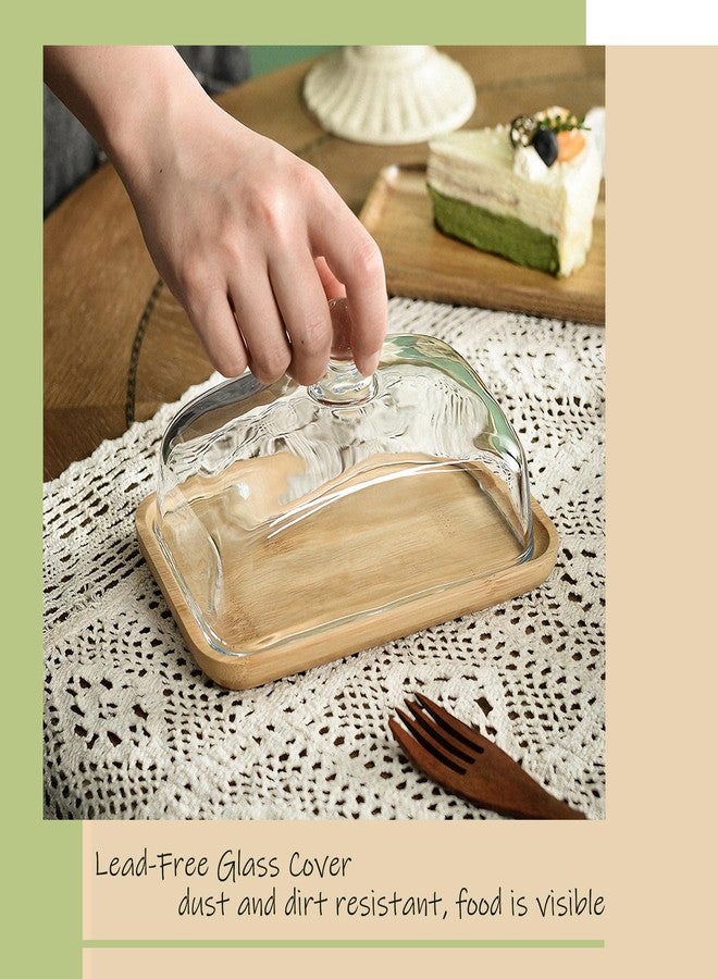 BSDLZCH 1PC Elegant Wooden Butter Dish With Clear Dome, Classic Vintage Wedding Cake Tray, Multipurpose Snack Display Plate, Dessert & Pastry Serving Platter, Fruit Stand - Image 5