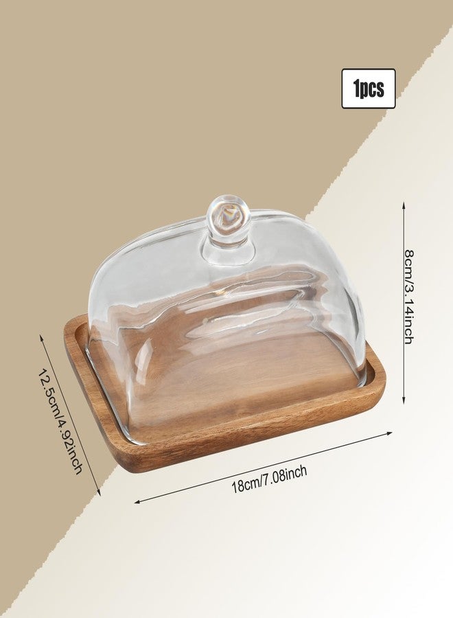 BSDLZCH 1PC Elegant Wooden Butter Dish With Clear Dome, Classic Vintage Wedding Cake Tray, Multipurpose Snack Display Plate, Dessert & Pastry Serving Platter, Fruit Stand - Image 4
