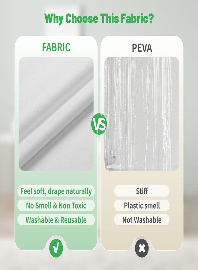 eachope Waterproof Fabric Shower Curtain Liner with 3 Heavy-Duty Magnets - Washable White Shower Liner with Rustproof Grommets,Hotel Quality Lightweight Shower Curtains for Bathroom,72x72 inches - Image 5