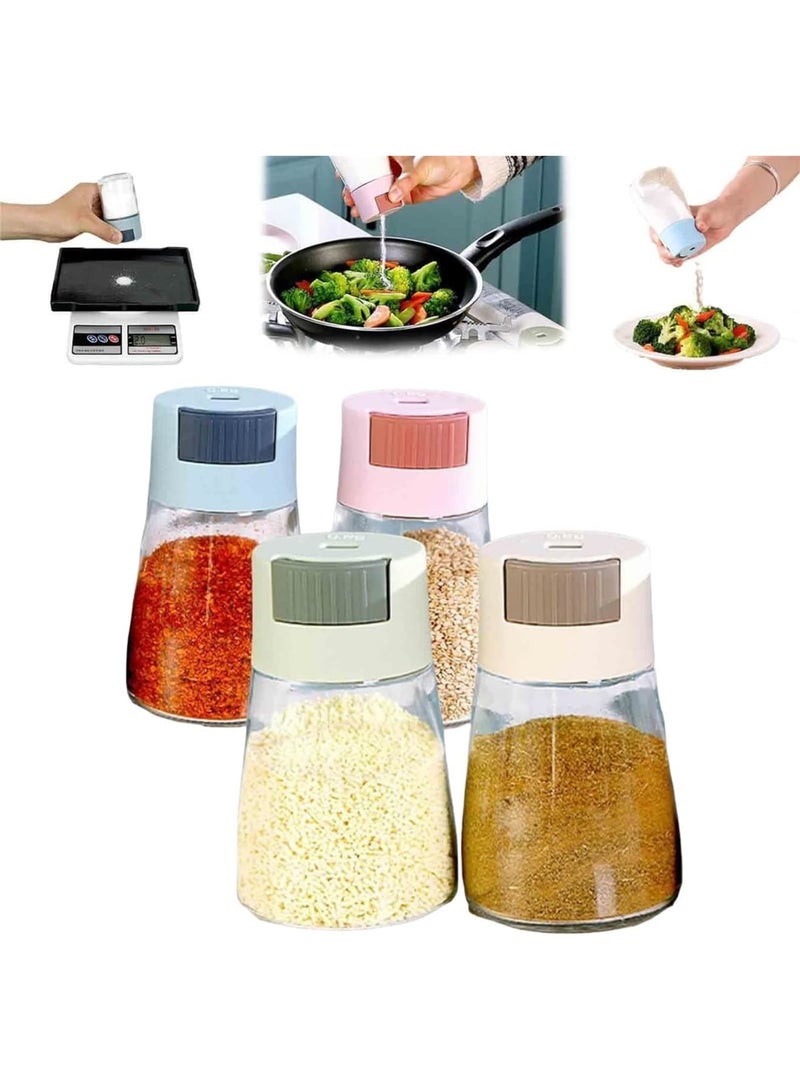 Salt and Pepper Shakers, Precise Push Dispenser for Accurate Seasoning 0.5 Grams, Quantitative Spice Control Bottles for Kitchen Cooking Camping Outdoor Travel Use, 4 PCS - Image 1