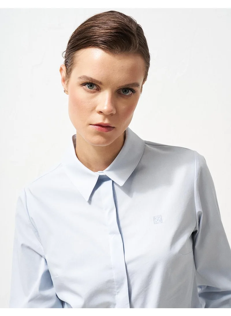 Kayra Shirt Collar Poplin Tunic Ice Blue