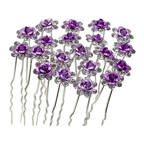 Newstarfactory Rose U-sharped Design Collection Metal Hair Pins Pack of 20 (Purple) - Image 5