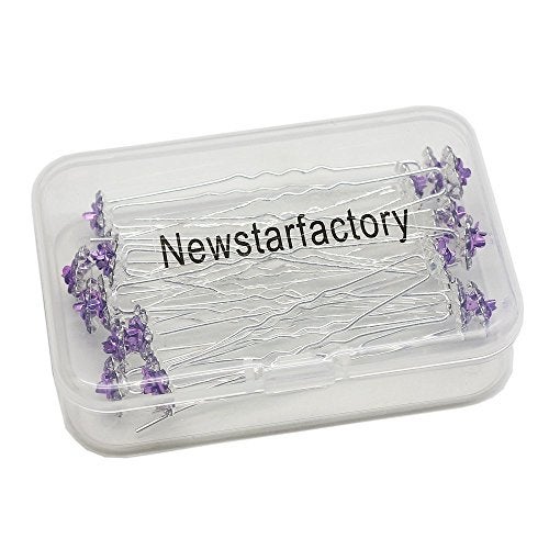 Newstarfactory Rose U-sharped Design Collection Metal Hair Pins Pack of 20 (Purple) - Image 3