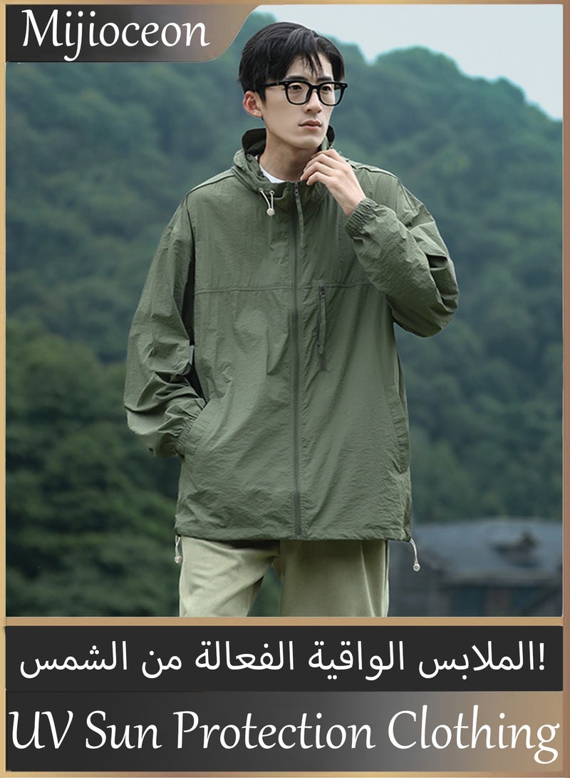 Mijioceon Sun Protection Clothing Jacket, UPF 50+ Unisex Lightweight Long-sleeved Ice Silk Hooded Shirts Anti-UV Fishing Outdoor Clothes for Men Women Unisex couple style - Image 1