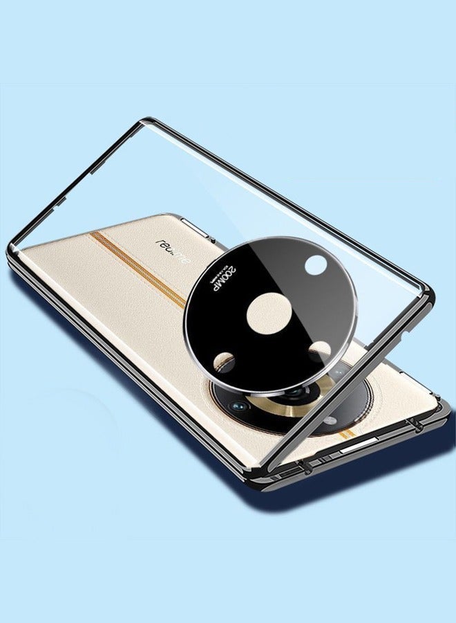 Realme 11 Pro Plus 5G Slim Magnetic Metal Frame Double Sided Clear Tempered Glass Shockproof with Camera Protection Cover - Image 1
