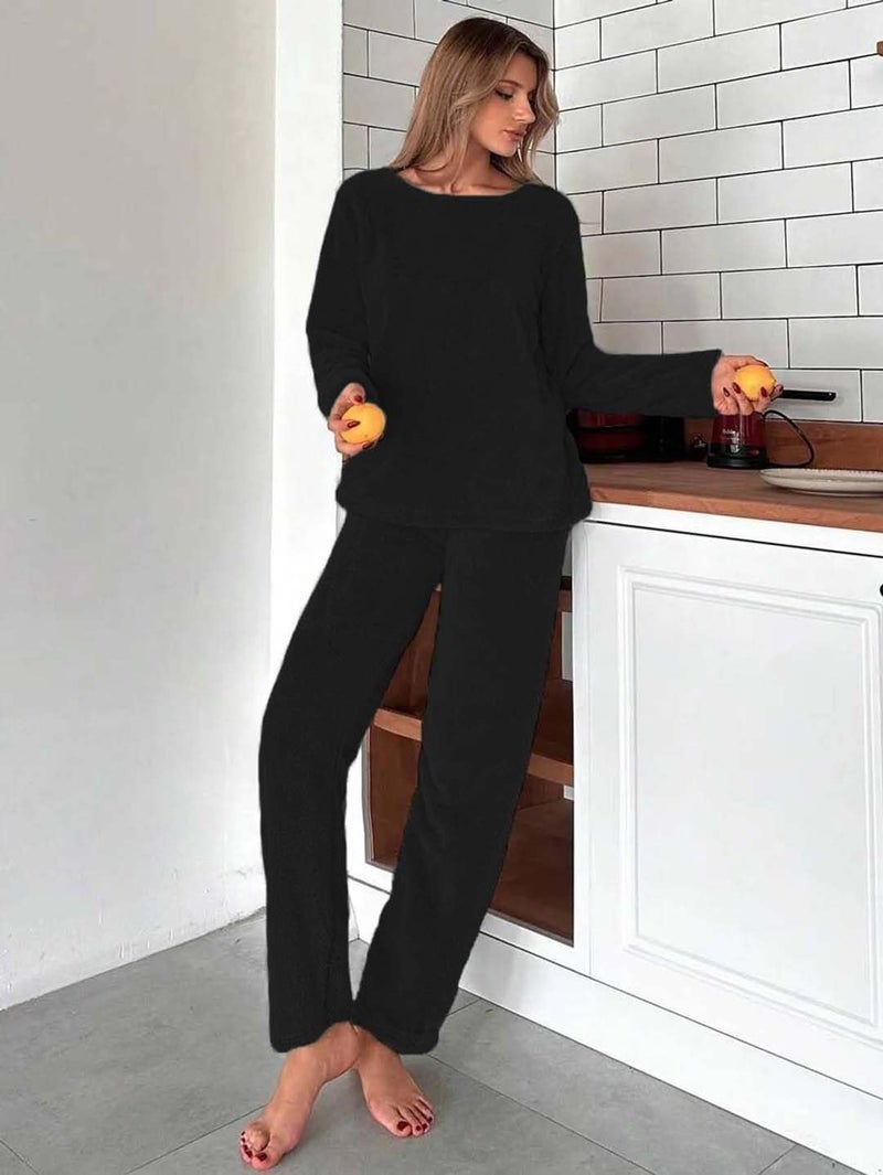 KOTTY Women's Woollen Jogger Co-Ord Set for Stylish Look (Black,L)-KTYWINTERSET162L - Image 2