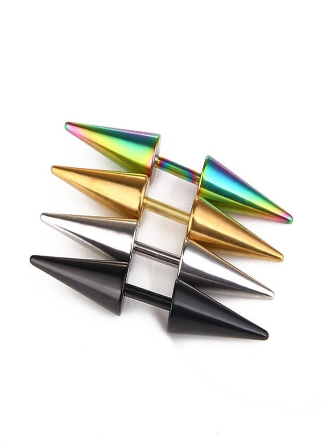 MINGHUA Punk Rock Earrings Double Side Spike Rivet Stud Earrings Stainless Steel Ear Studs Accessories (Black) - Image 3