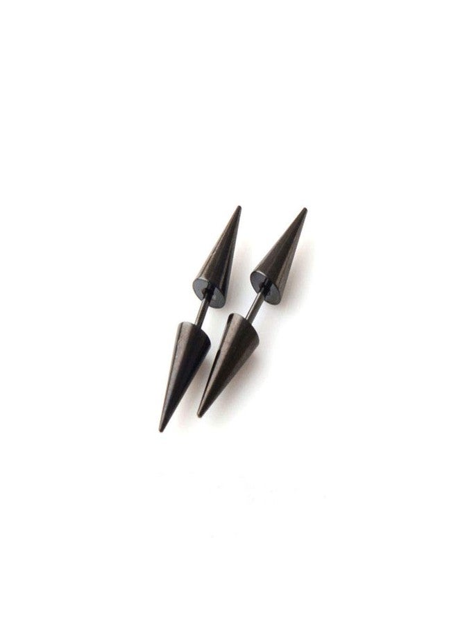 MINGHUA Punk Rock Earrings Double Side Spike Rivet Stud Earrings Stainless Steel Ear Studs Accessories (Black) - Image 1