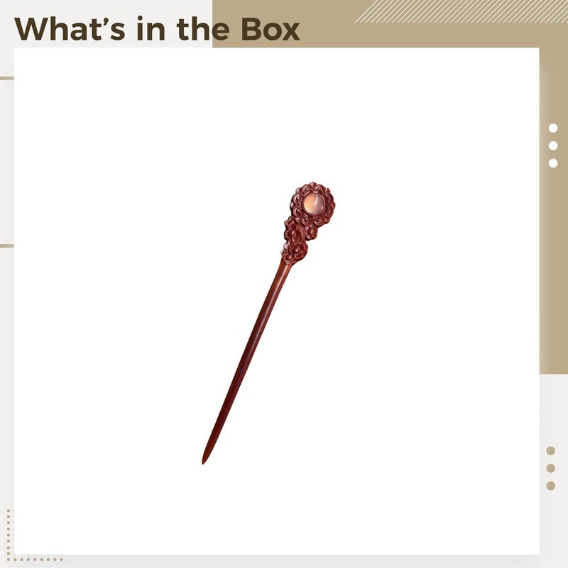Sunflower Design Red Sandalwood Hair Stick, 7.9 In Chopsticks For Women, Vintage Wooden Hair Pin, Elegant Handmade Hair Accessories - Image 3